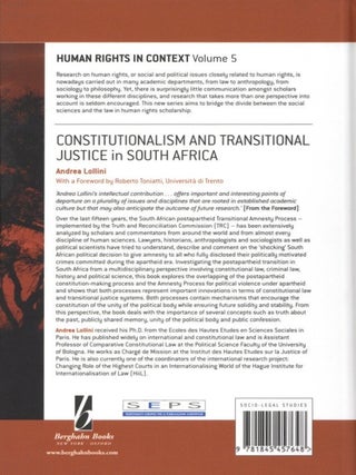 Constitutionalism and Transitional Justice in South Africa (Human Rights in Context, 5)