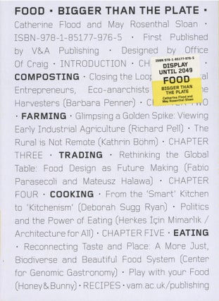 Item #1749 Food: Eating Tomorrow. May Rosenthal Sloan Catherine Flood